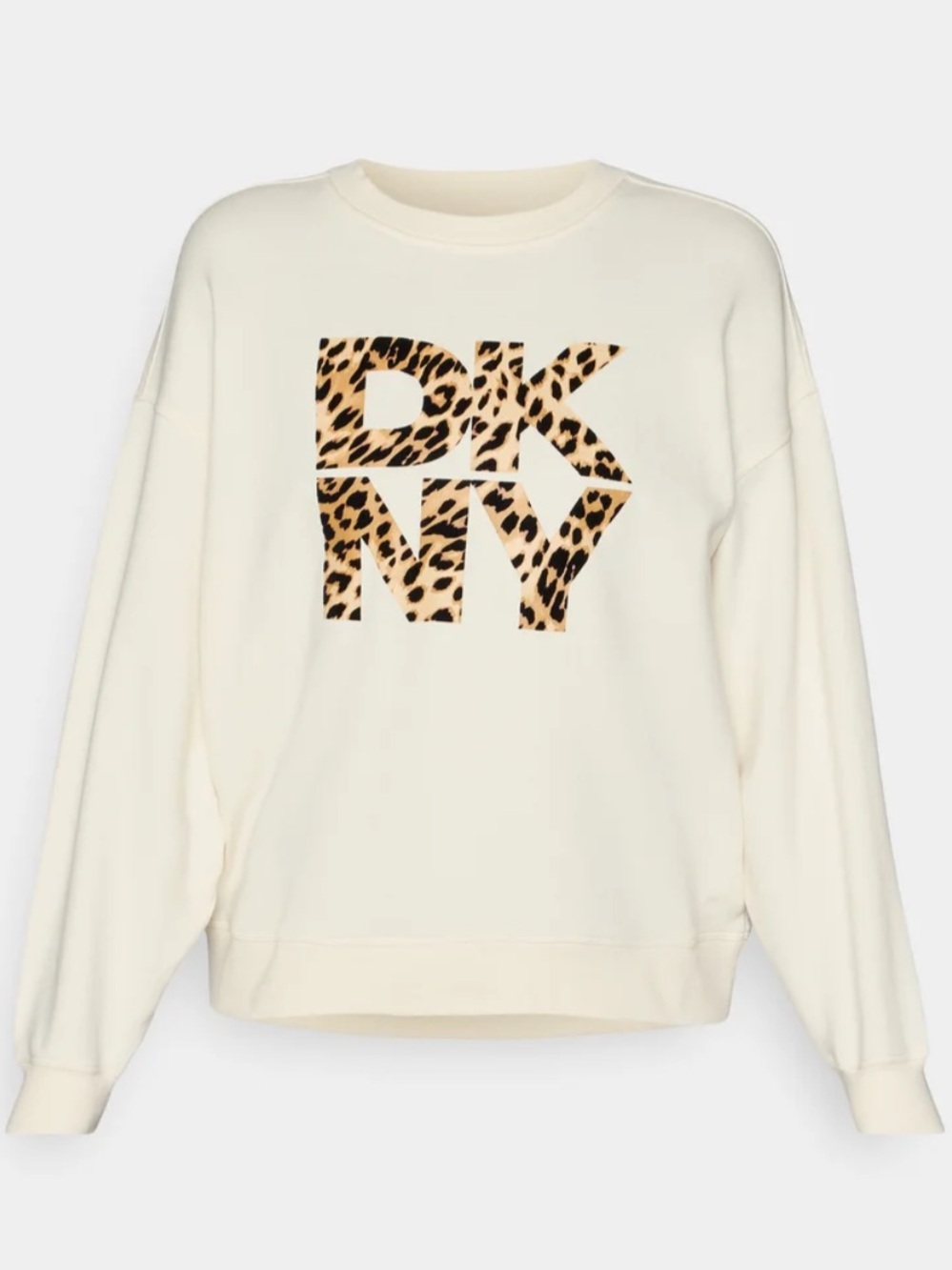 DKNY Cream Sweatshirt with Leopard Logo
